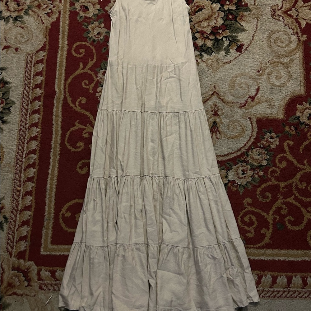 Soft Surroundings Cream Tiered Maxi Dress